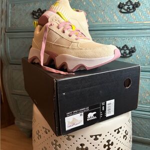 Sorel Kinetic Impact II Wonder Lace Sneakers in Honey White and Mauve